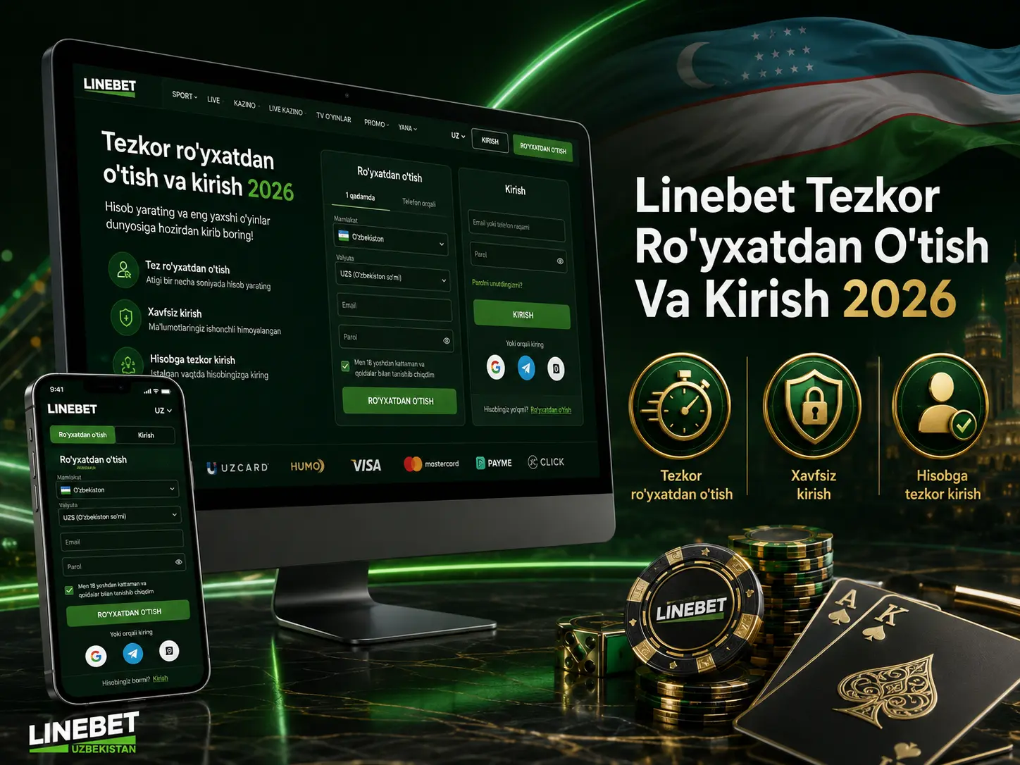 LineBet kazinoda ro'yxatdan o'tish tartibi