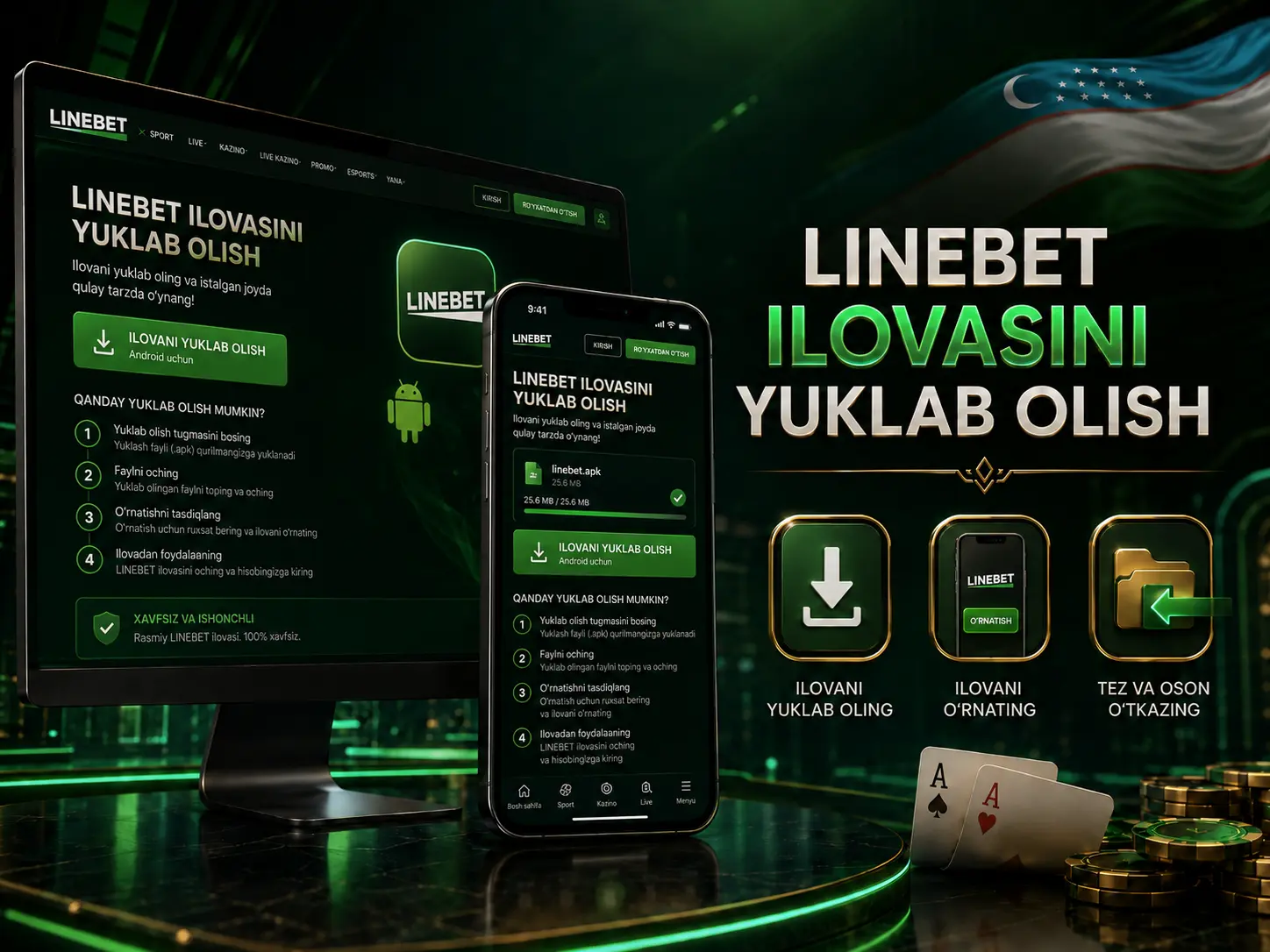 LineBet yuklab olish bosqichlari