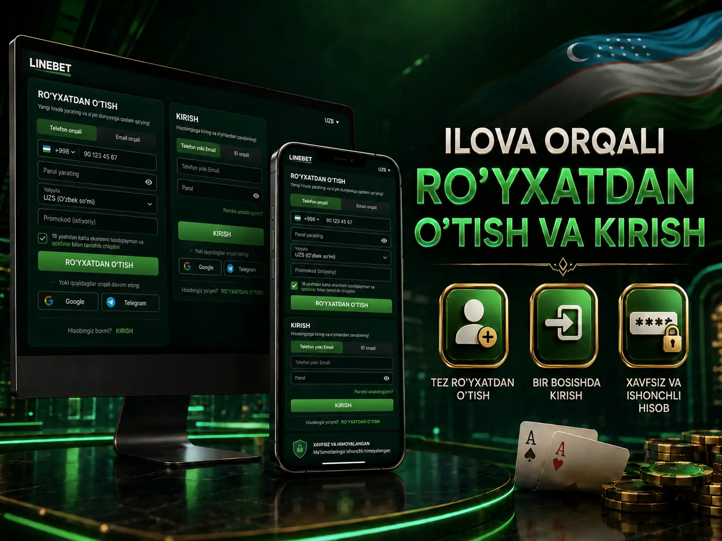 LineBet ilovasida ro'yxatdan o'tish