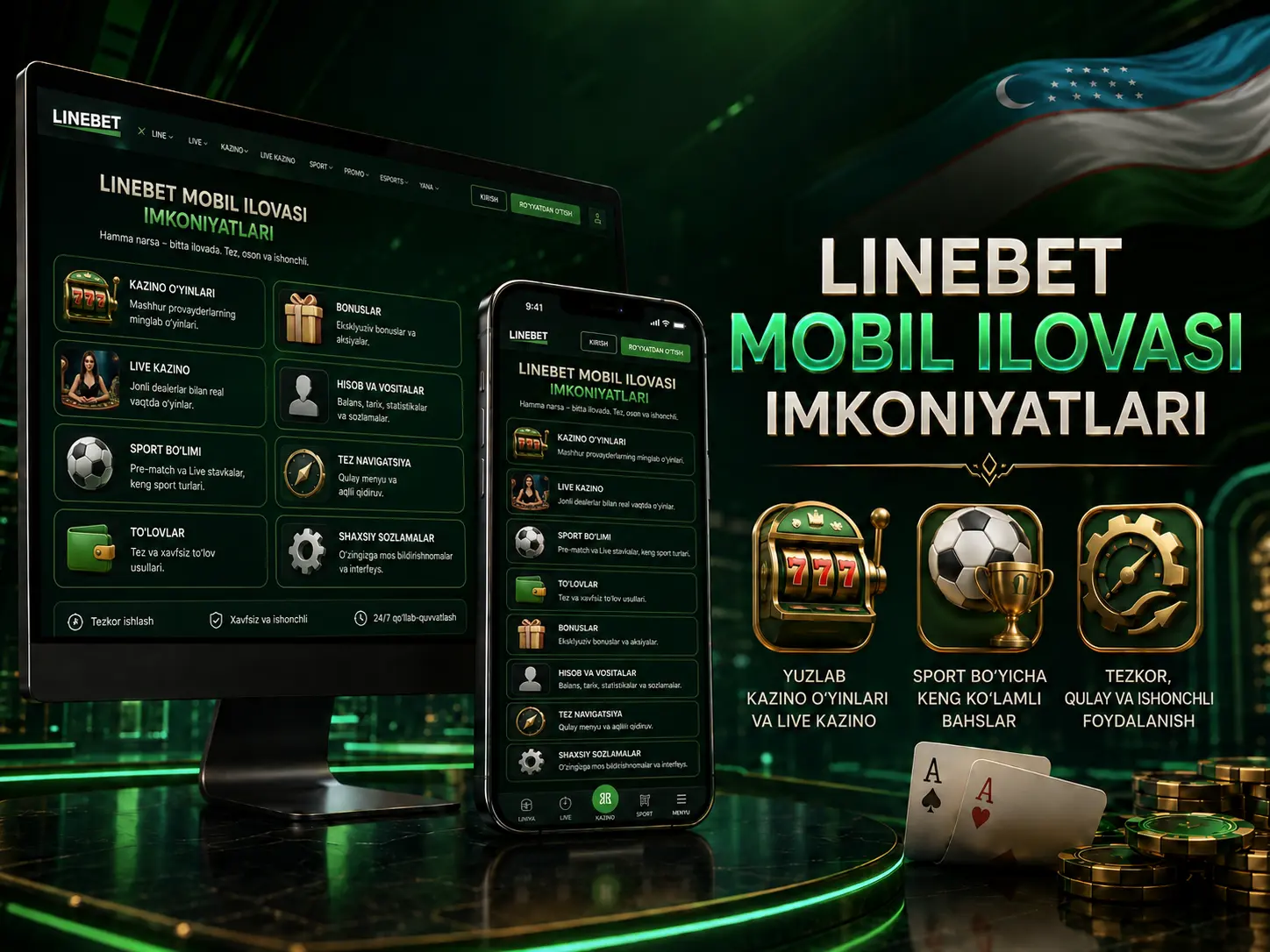 LineBet mobil ilovasi imkoniyatlari