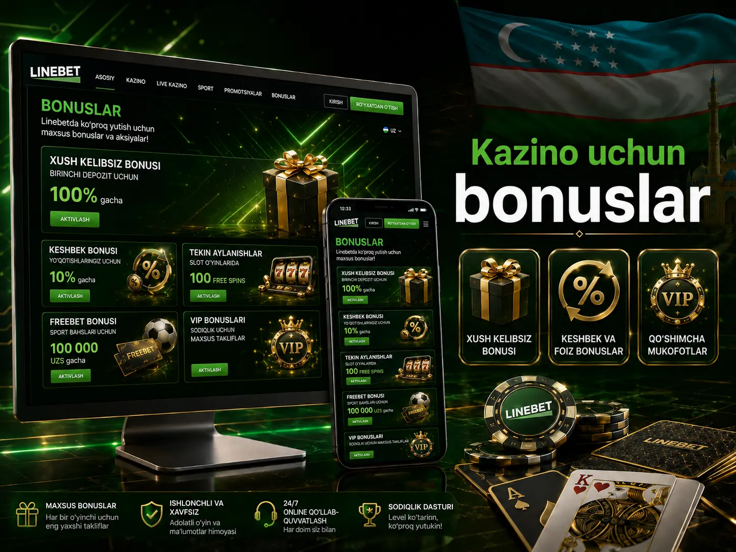 LineBet kazino bonuslari