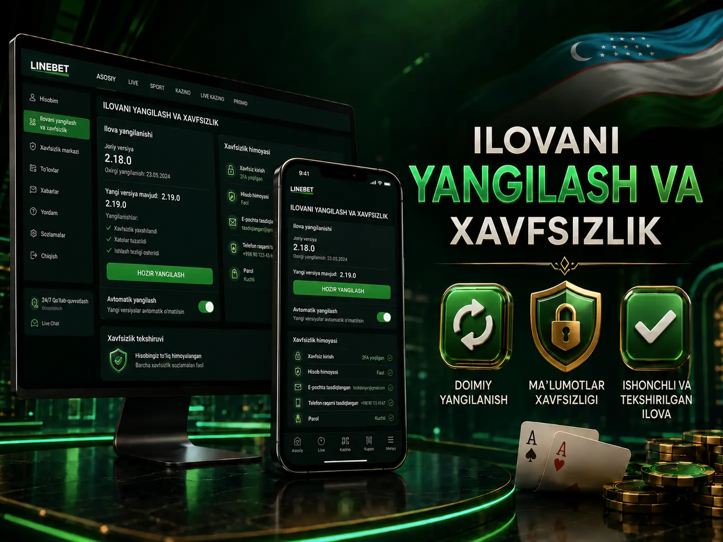 LineBet ilovasini yangilash va xavfsizlik